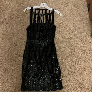 Black Sequin Strappy Cocktail Dress Size 4